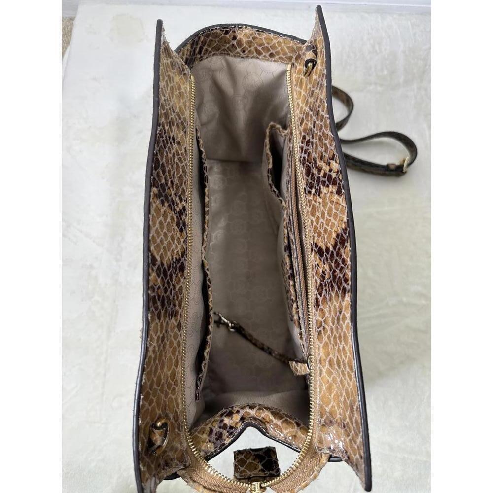 Michael Kors Snakeskin Embossed Tote Shoulder Bag Luxe Neutral Python Print READ - Picture 3 of 9